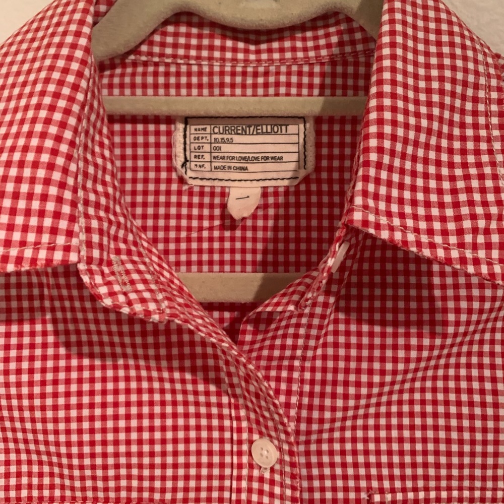 CURRENT/ELLIOTT The perfect shirt red gingham 1 S - Picture 4 of 8
